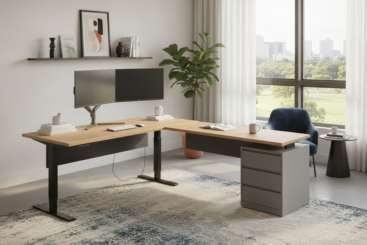 L-Shaped Standing Desk with Storage Guide: Motorized Layouts, Drawer Formats, and Spatial Planning
