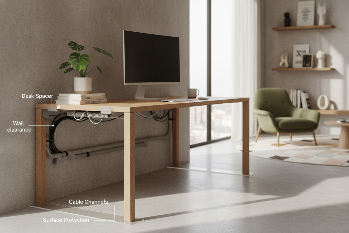 Desk Spacer Guide: Wall Clearance, Cable Channels, and Surface Protection