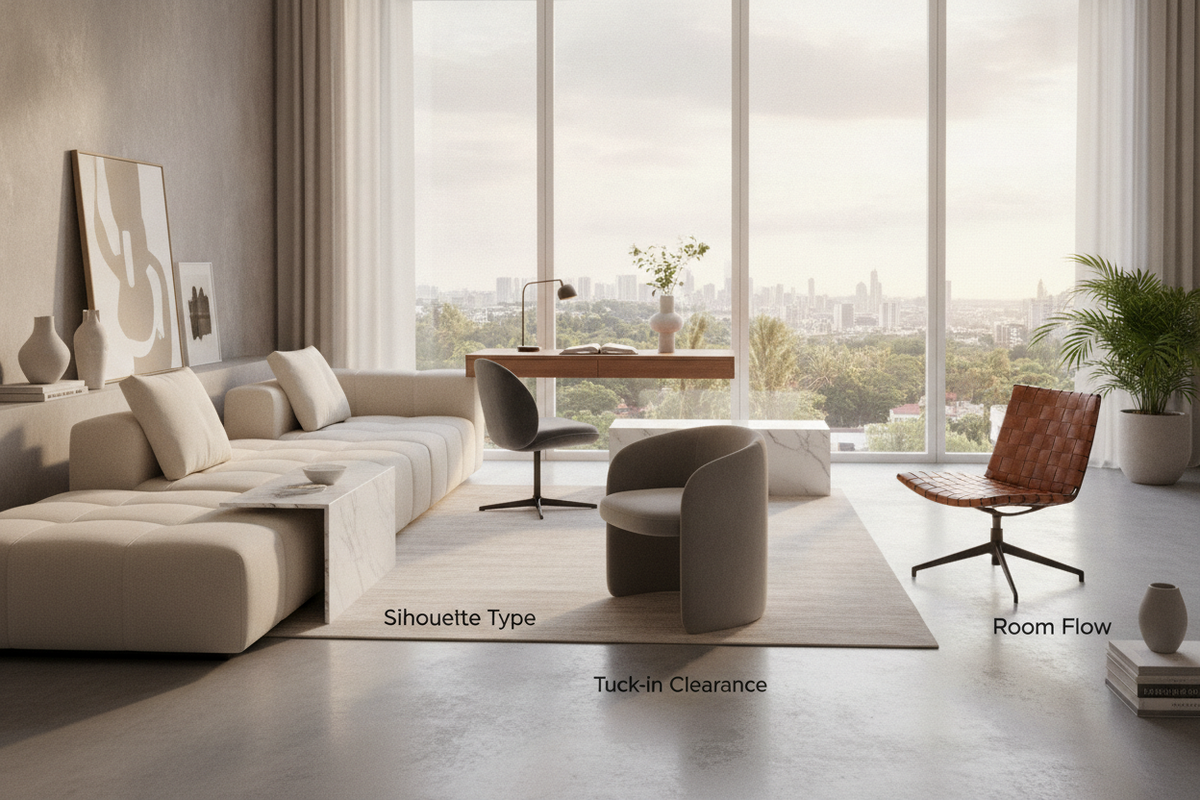 Low Profile Desk Chair Guide: Silhouette Types, Tuck-In Clearance, and Room Flow