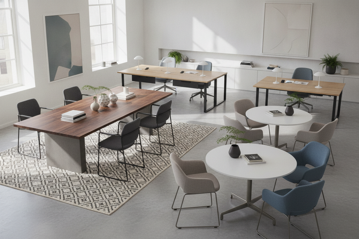 Modern Tables for Office Environments: Proportions, Layout Typologies, and Contemporary Design Frameworks