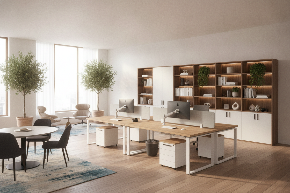 Furniture for Office Planning Guide: Workstation Dimensions, Storage Integration, and Layout Architecture