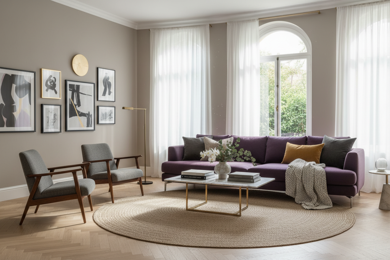 How to Style a Purple IKEA Couch for a High-End Look