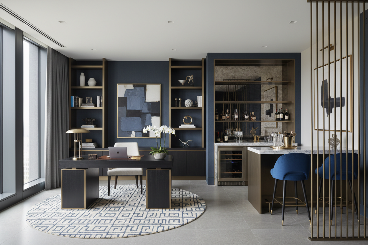 How to Style a Home Office and Bar for a Luxury Look