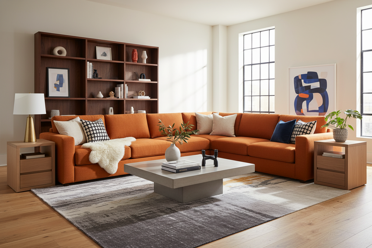 How to Style an IKEA Sofa Orange for High-End Impact
