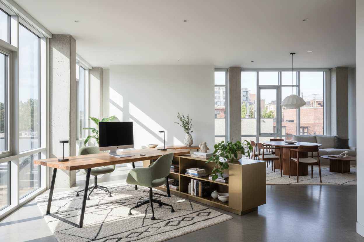 Designing a Seamless Home Office in Open Floor Plans