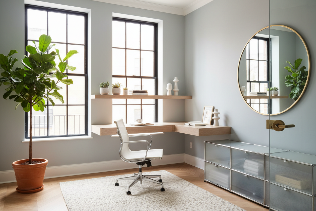 The Secret to a Spacious Small Home Office Set Up