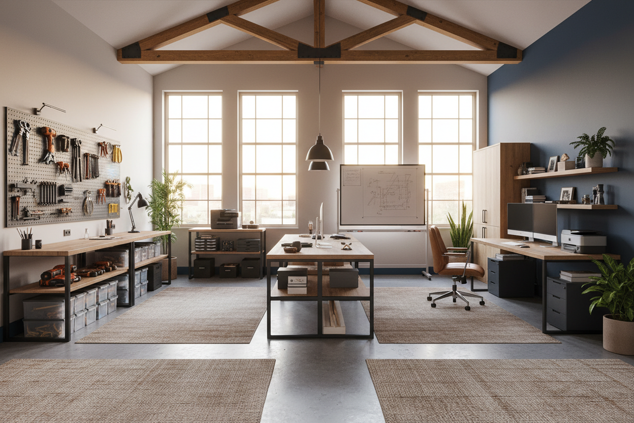 The Secret to a Cohesive Office and Workshop Layout