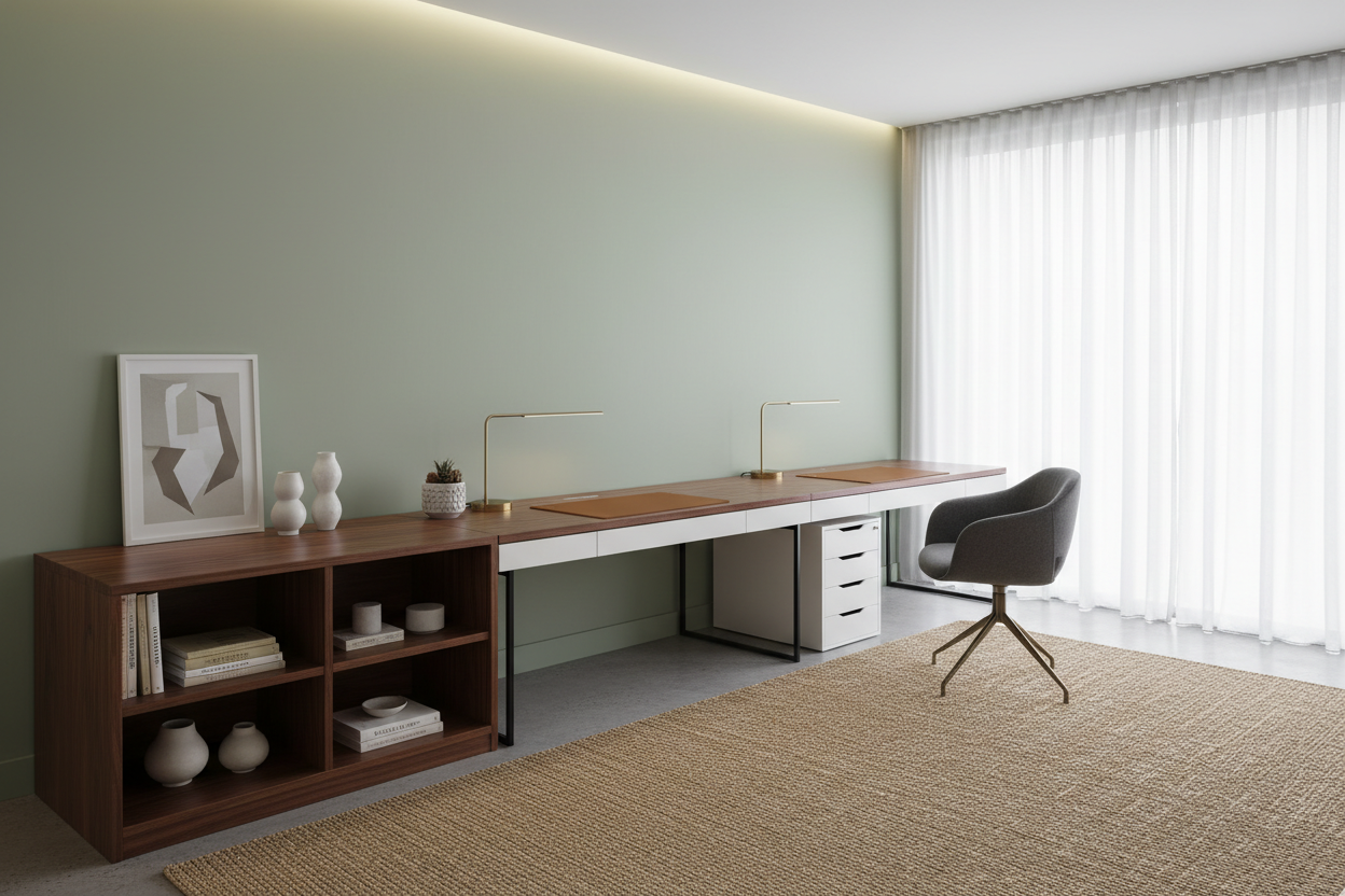 The Secret to Making Long Desks Ikea Look High-End