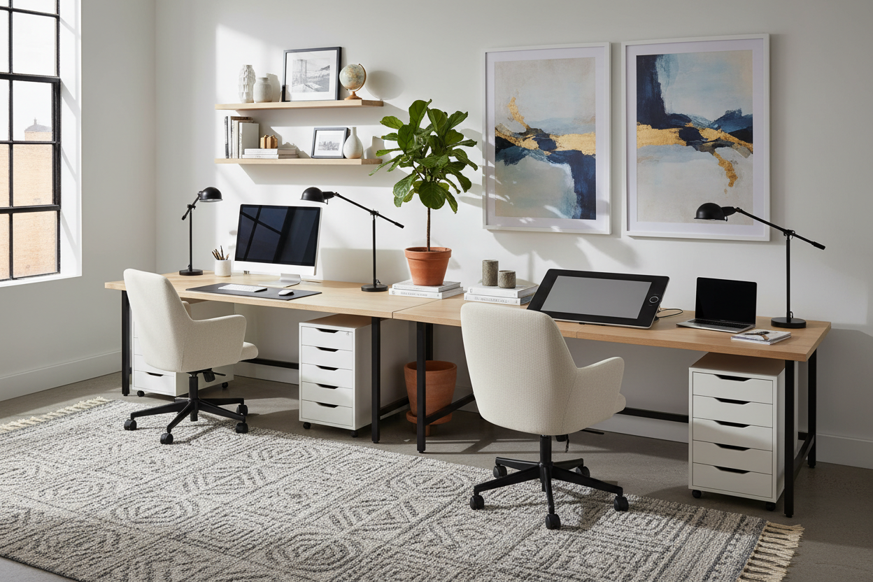 How to Style Double Desks IKEA for a High-End Studio Look