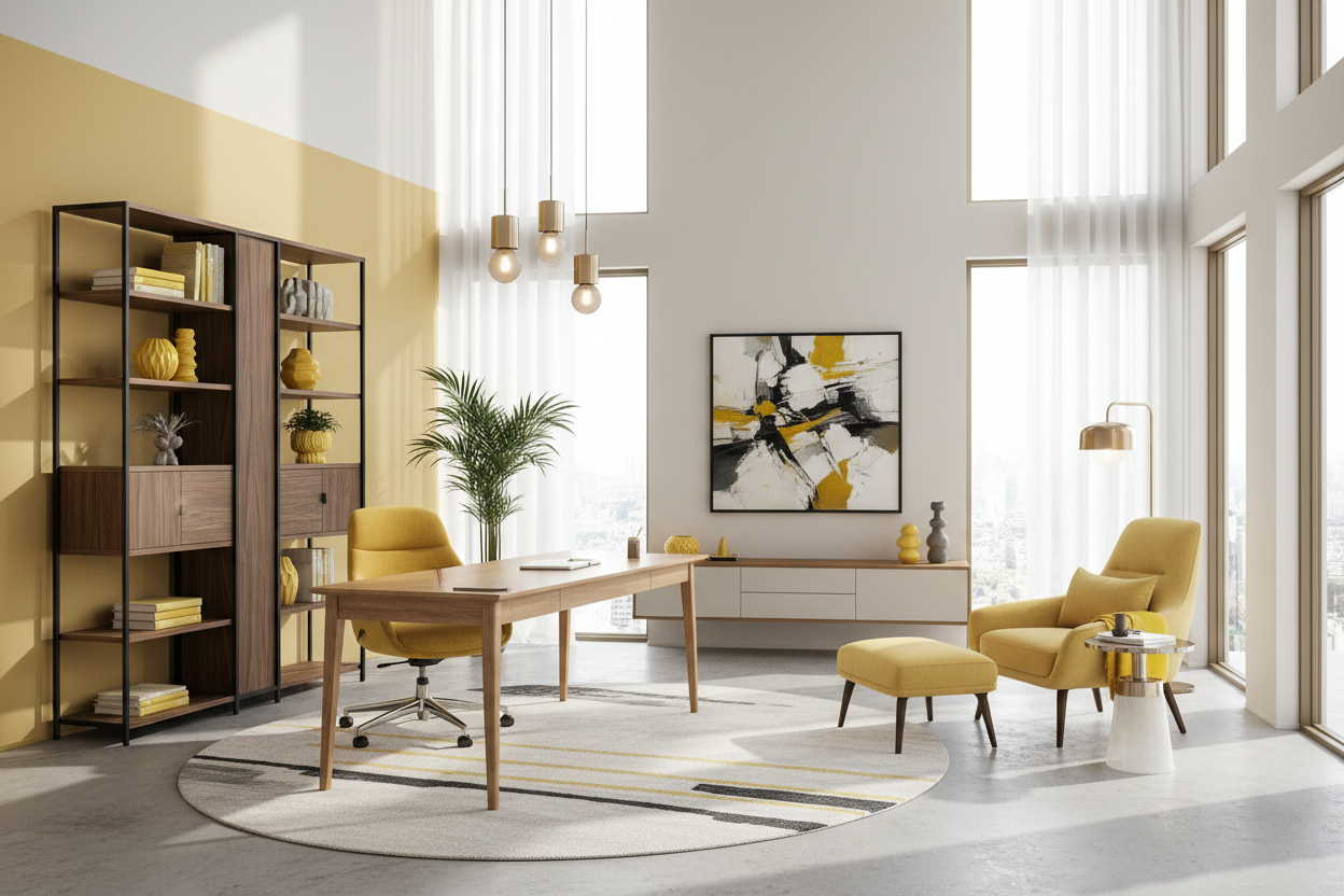 How to Style a Yellow Office for a Modern, Luxury Look