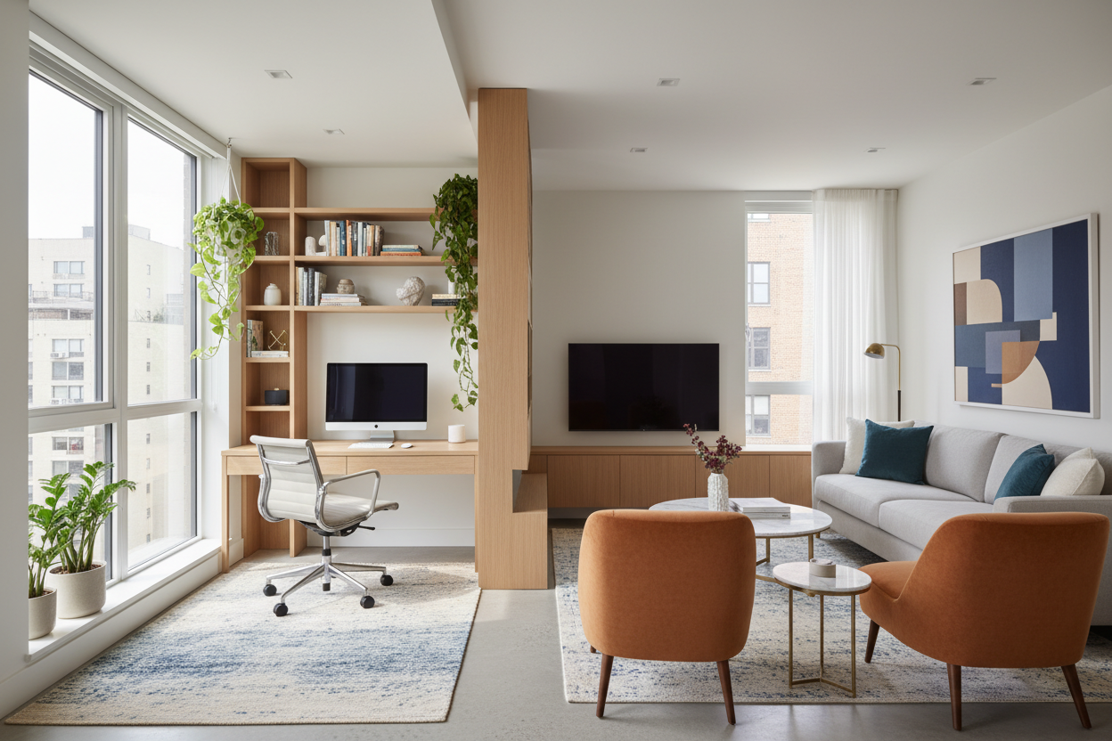 Seamlessly Blend Your Office and Living Room Design
