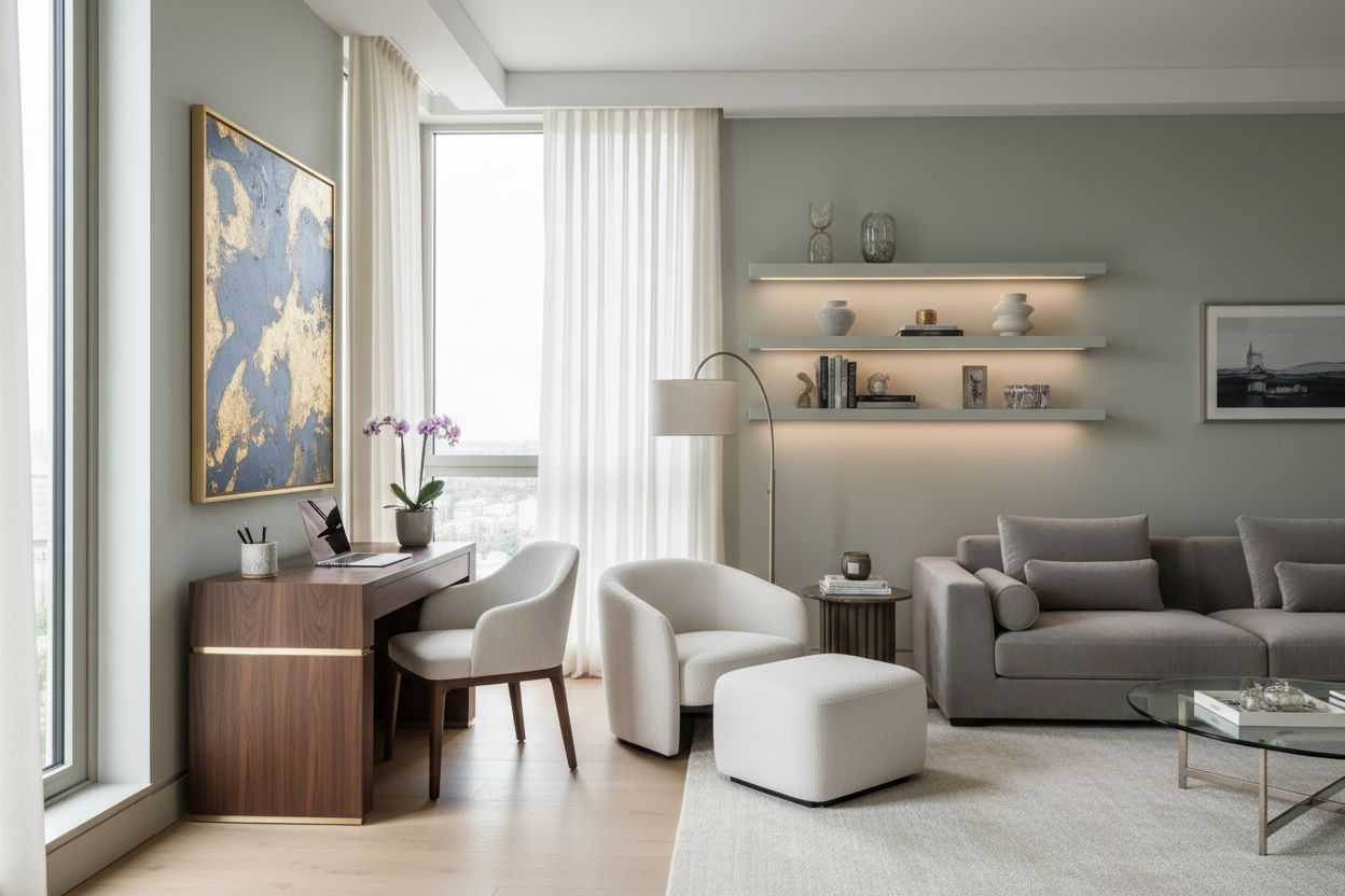 How to Style a Living Room Office Setup for a Luxury Look