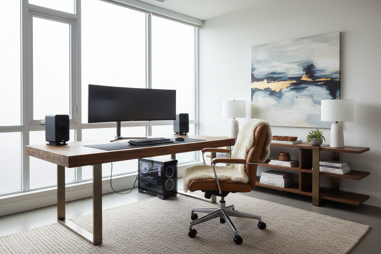 Elevate Your Space: Styling a Luxury Computer Setup in Home