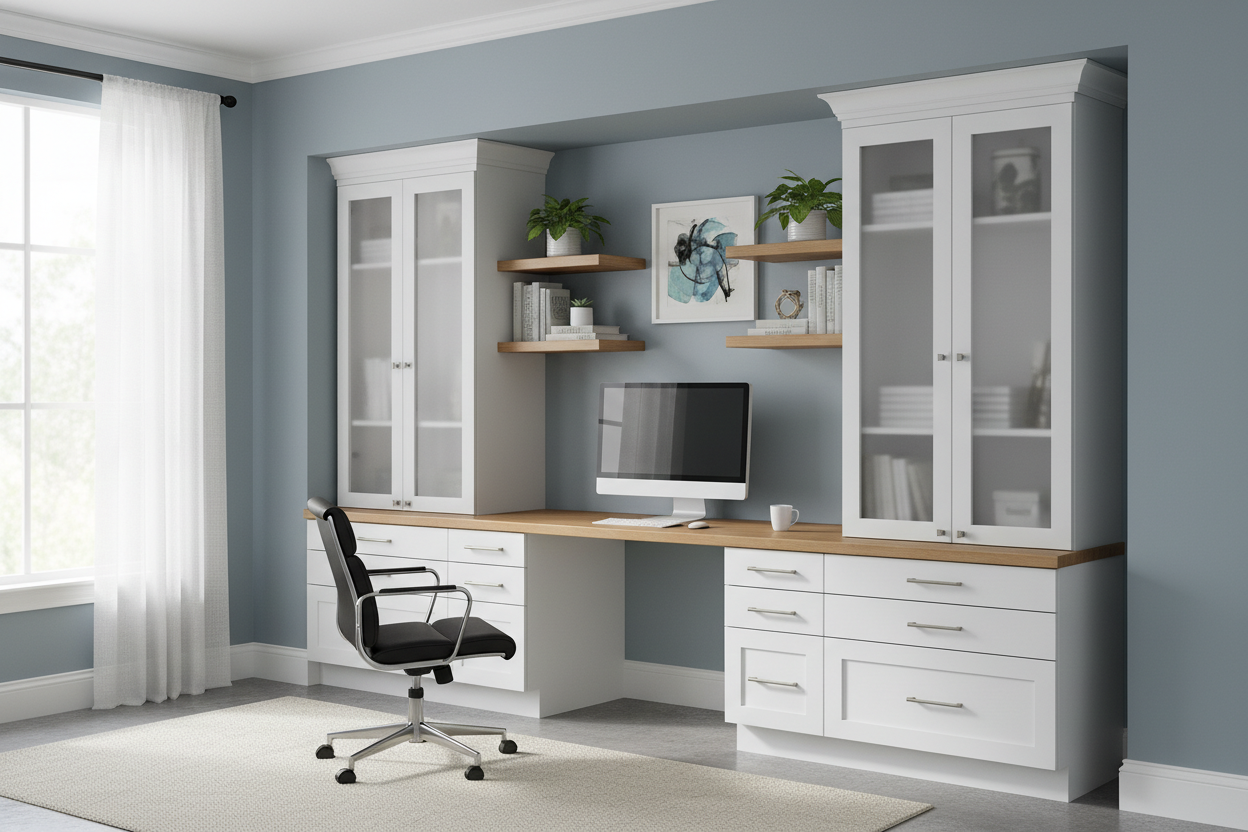 Office Cabinets Home Depot: How to Fake a Built-In Custom Look