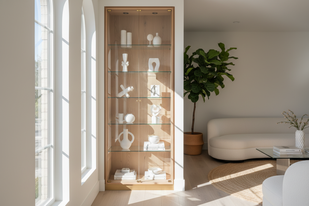 Why a Shallow Depth Display Cabinet Fixes Awkward Rooms