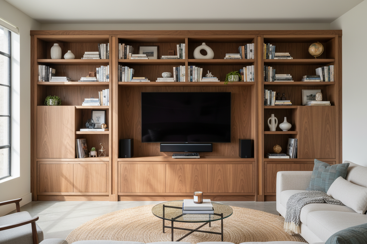 Styling a Bookcase and Entertainment Center for a Custom Look
