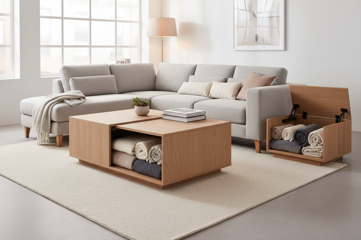 Smart and Stylish Blanket Storage Tables for a Clutter-Free Living Spa