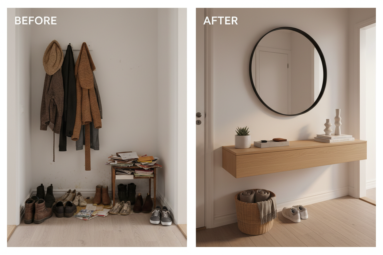 Stop Wasting Space: How a Simple Hallway Shelf Transforms Your Entryway