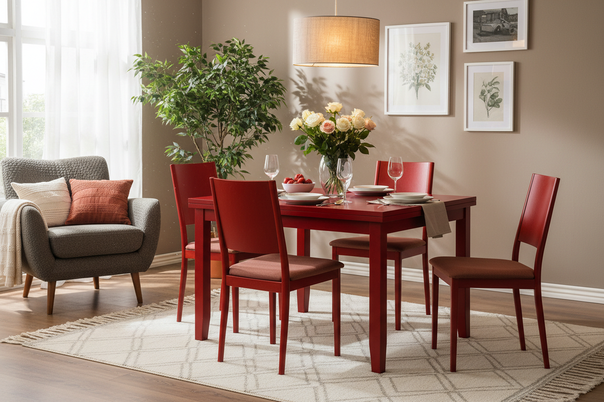 Stylish Red Kitchen Table Sets for a Cozy Dining Space