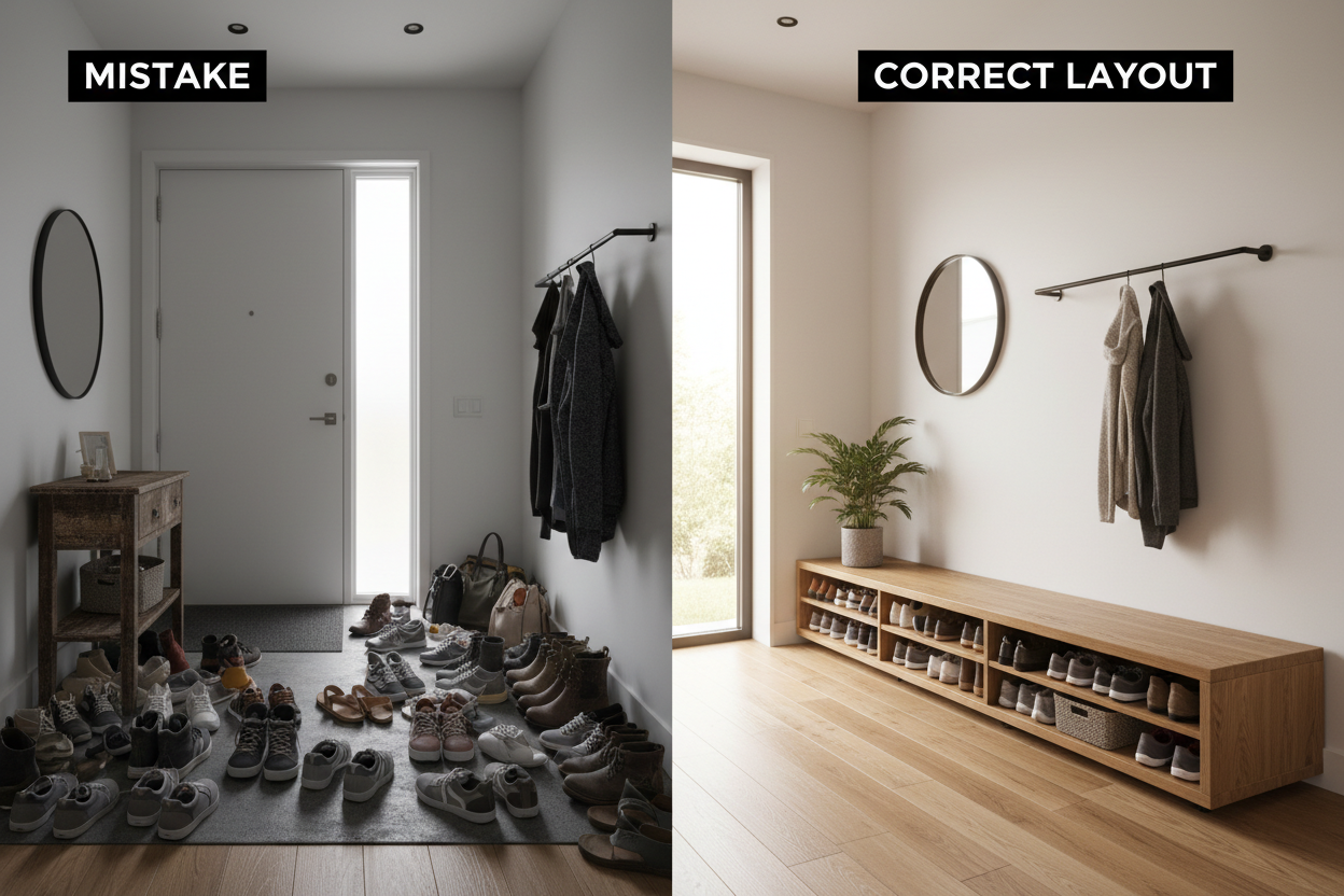The Common Entryway Shoe Storage Table Layout Mistake