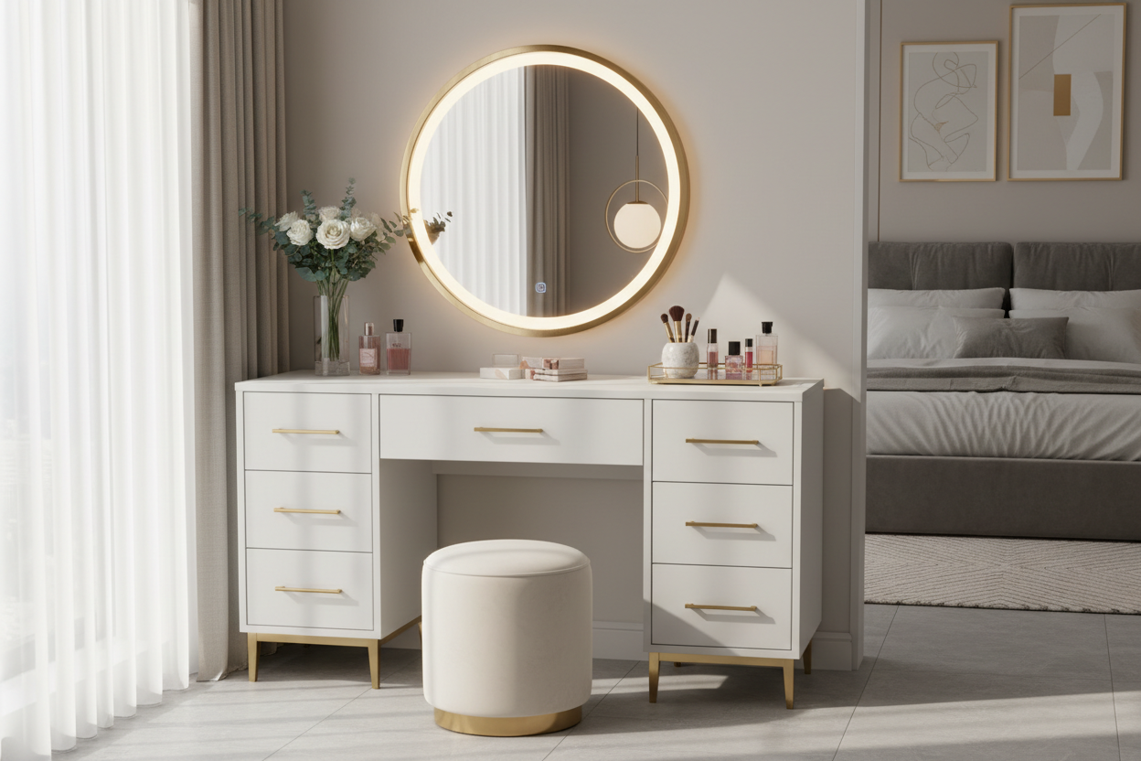 The Perfect Vanity with Mirror and Drawers: More Than Just a Pretty Face