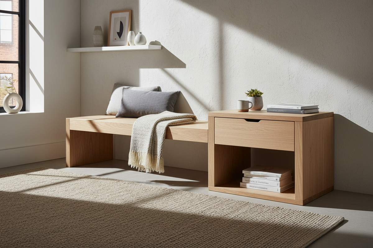 Why the Bench With Side Table Attached Is the Space Saver You Didn't K