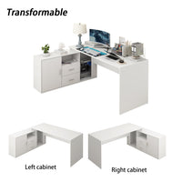 L-Shaped Computer Desk Writing and Gaming Desk with Drawers and Shelves for Home Office