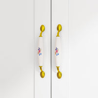 Large Wardrobe Closet Storage 3-Door Cabinet with Hanging Rod Ceramic Handle