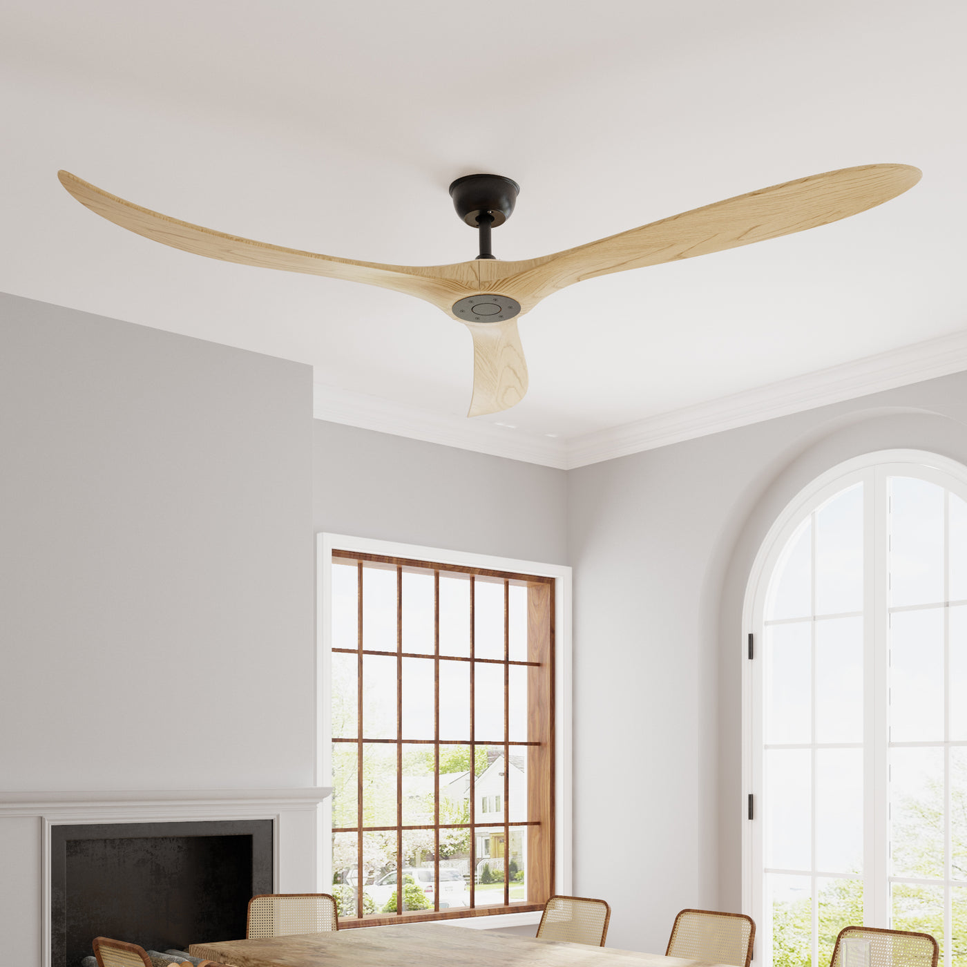 72" Modern Brown Ceiling Fan with 3 Wood Blades