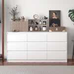 63 inches Modern Minimalist White/Black Wide Buffet Cabinet Triple Dresser Storage Sideboard with 9 Drawers