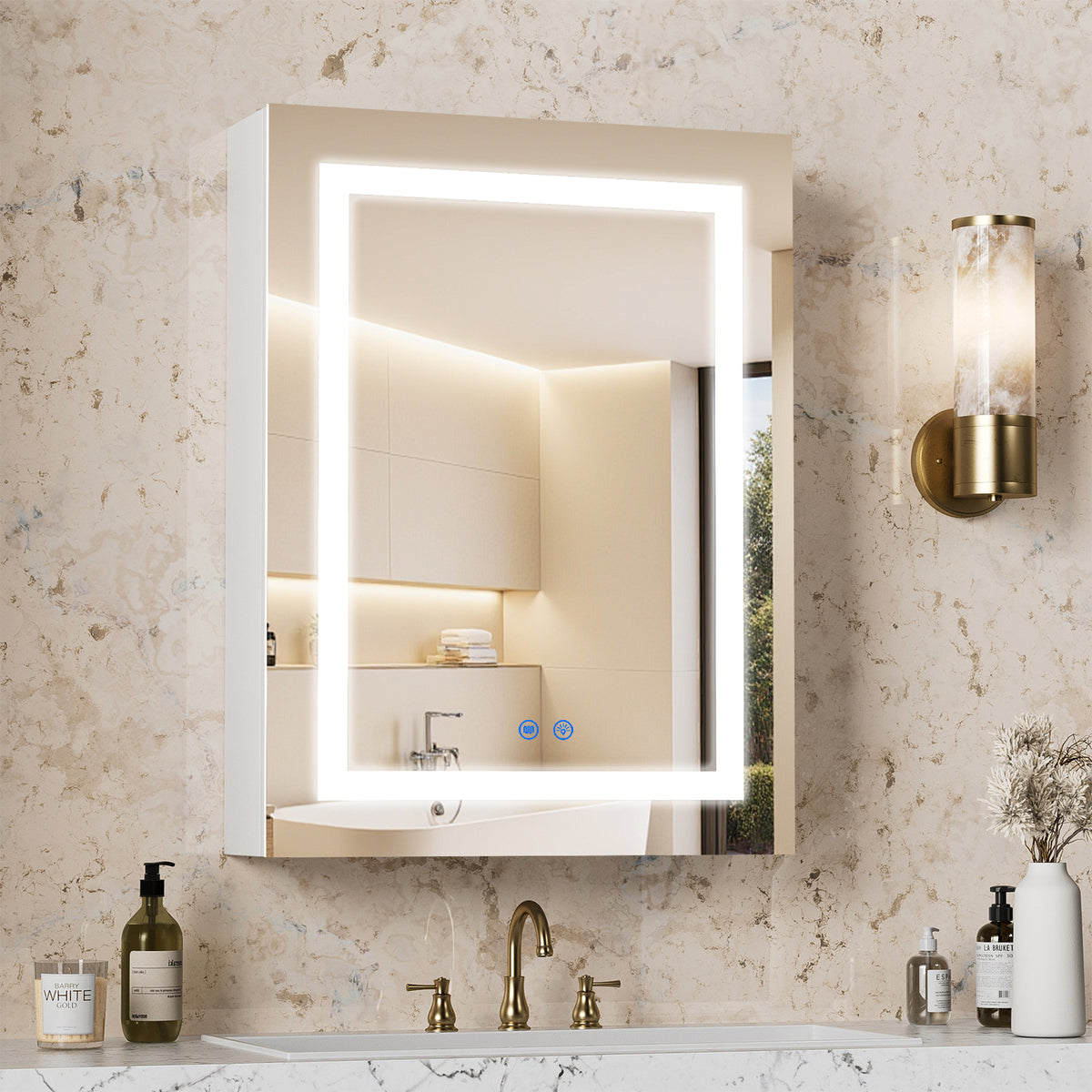 Multi-Function Lighted Bathroom Medicine Cabinet Mirror 