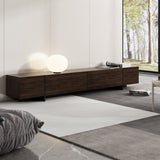 95.7 inches Modern Rustic Dark Brown Entertainment Center with 4 Pull-Down Doors