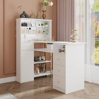 35.4" Modern White L-Shaped Manicure Nail Table with Electric Dust Collector