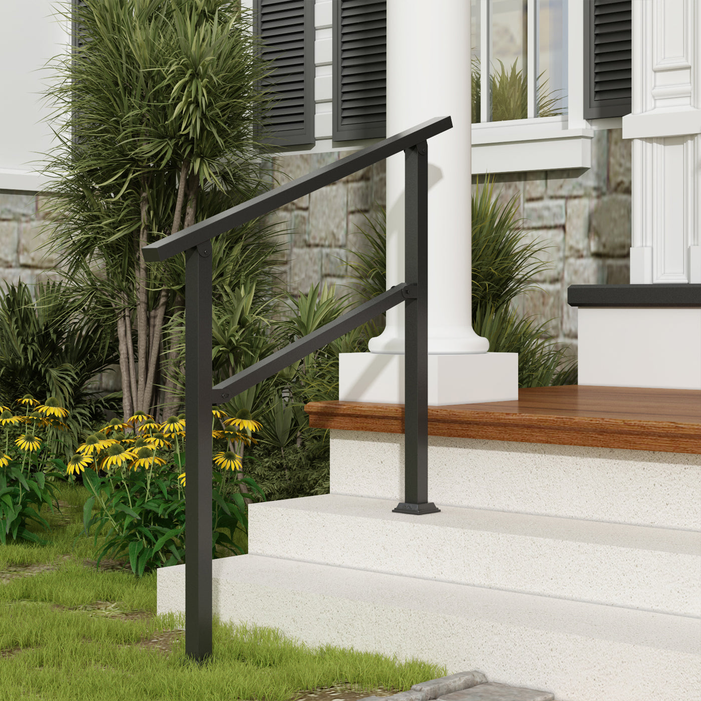 40.4" Minimalist Satin Black Stair Banister with Adjustable Angle