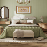 King Size Beige Upholstered Bed with Storage Drawers & Linen Headboard