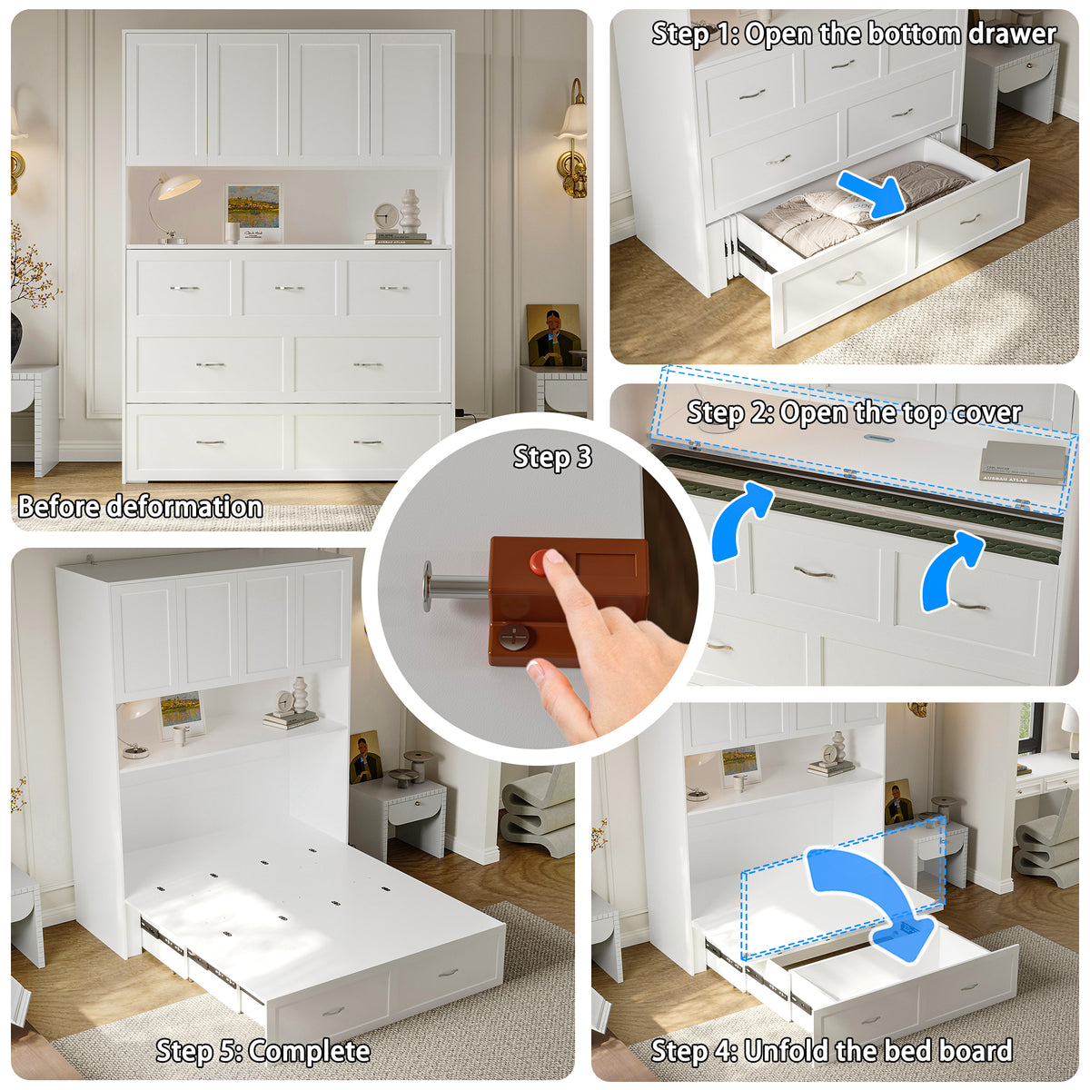 57.8" Modern White Storage Bed with Socket, view 8