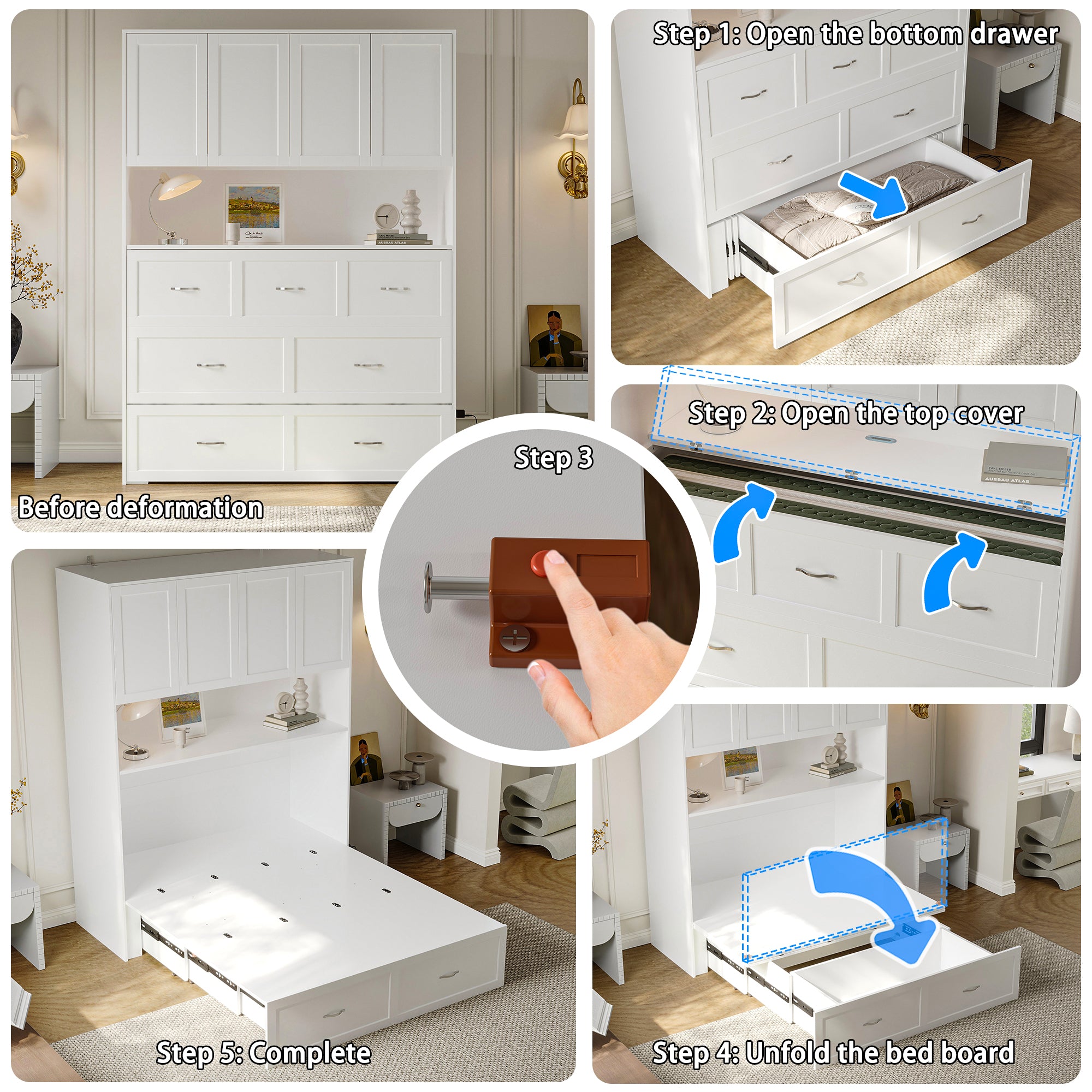 Fullsize Retractable Storage Bed With Socket