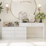 95 inches Modern Glam White Dresser and Vanity With Lights And Versatile Storage