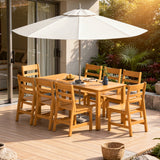 81 inches Modern Natural Wood 7-Piece Outdoor Dining Set (1 Table & 6 Chairs) with Weather-Resistant Design