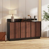 59.1 inch Modern Brown Sideboard Buffet with Integrated Track Socket & 3 Drawers