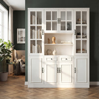 Sofna 63" Modern White 2-Drawer Bookcase with Glass Doors