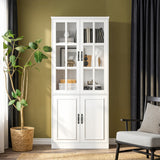 31.5 inches Modern White Standard Storage Bookcase with Glass Door and Shelves