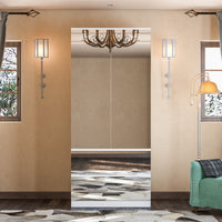 Hylja 31.5" Modern White Full-Length Mirrored Wardrobe with Multiple Drawers and Adjustable Shelving