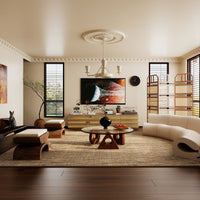 78.7" Modern Scandinavian Natural TV Stand Media Console with 4 Drawers