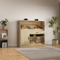 53.1" Modern Beige Reptile Terrarium with Storage Cabinet