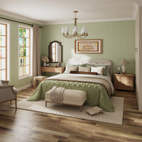 King Size Beige Upholstered Bed with Storage Drawers & Linen Headboard