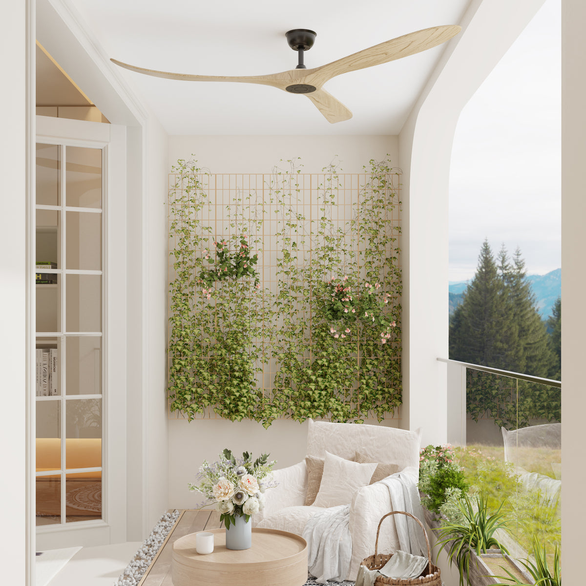 72" Modern Brown Ceiling Fan with 3 Wood Blades