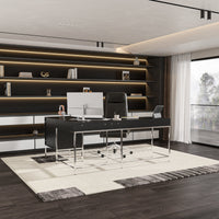 70.8" Modern Black L-Shaped Computer Desk With 4 Standard Drawers, 1 File Drawer