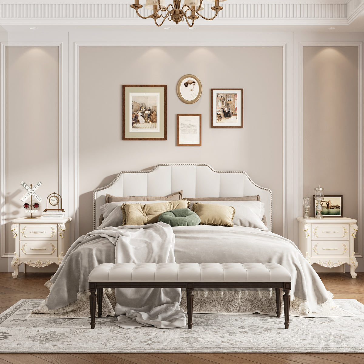 19.7 inch Elegant Nightstand with 2 Drawers
