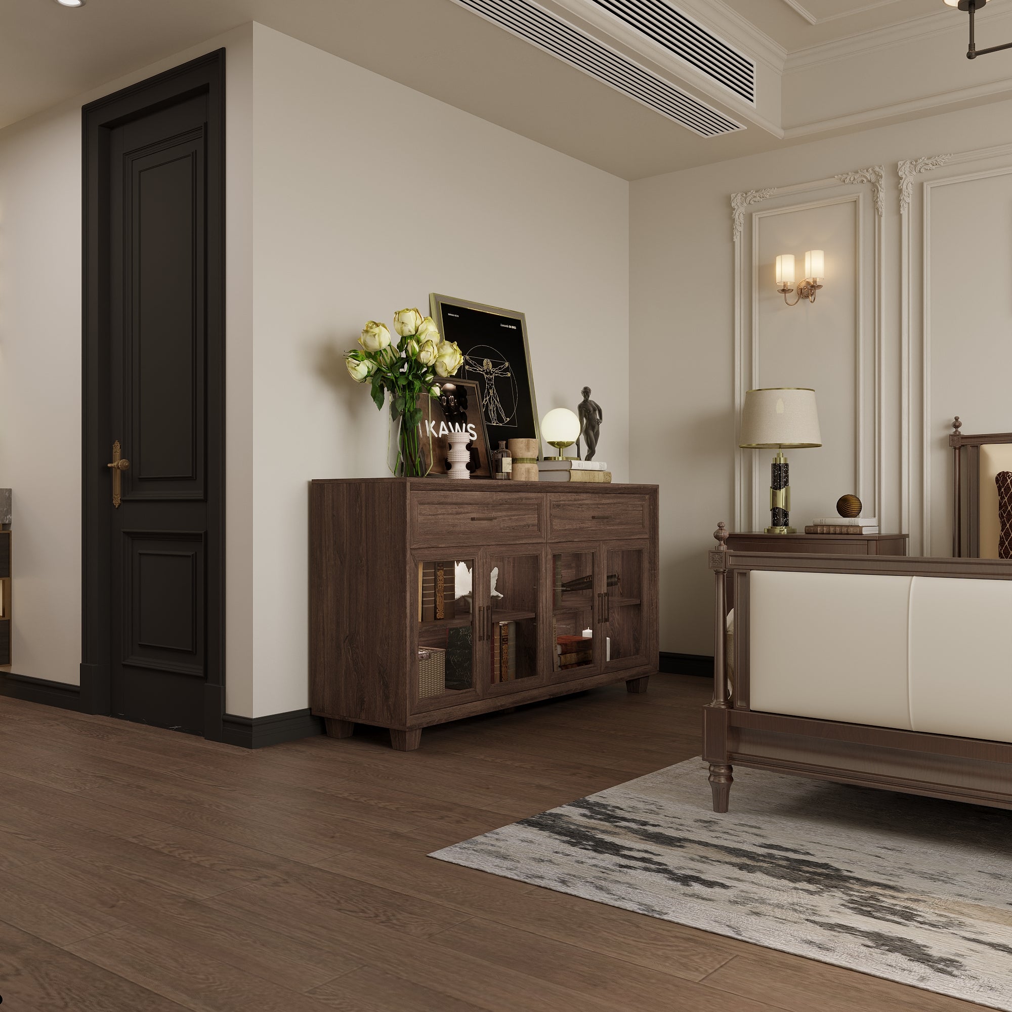 63" W Sideboard Cabinet Buffet Storage Cabinet